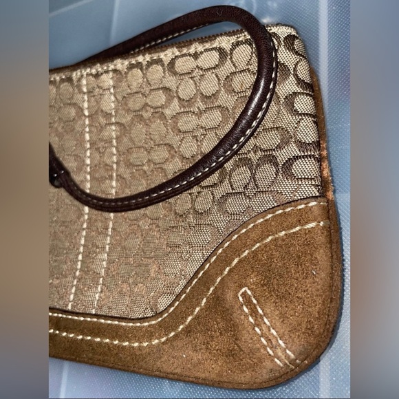 COACH SIGNATURE MINI C”s BROWN ID COIN CREDIT CARDS CASE POUCH WRISTLET RARE - Picture 8 of 9